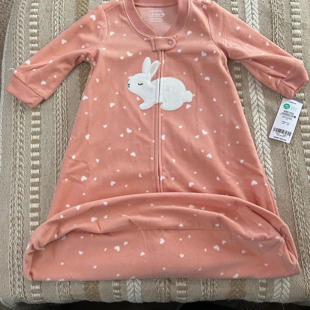 Carter's Pink and White Sleep Sacks with Bunny